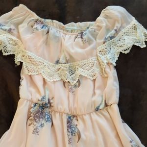 Tea length pink dress